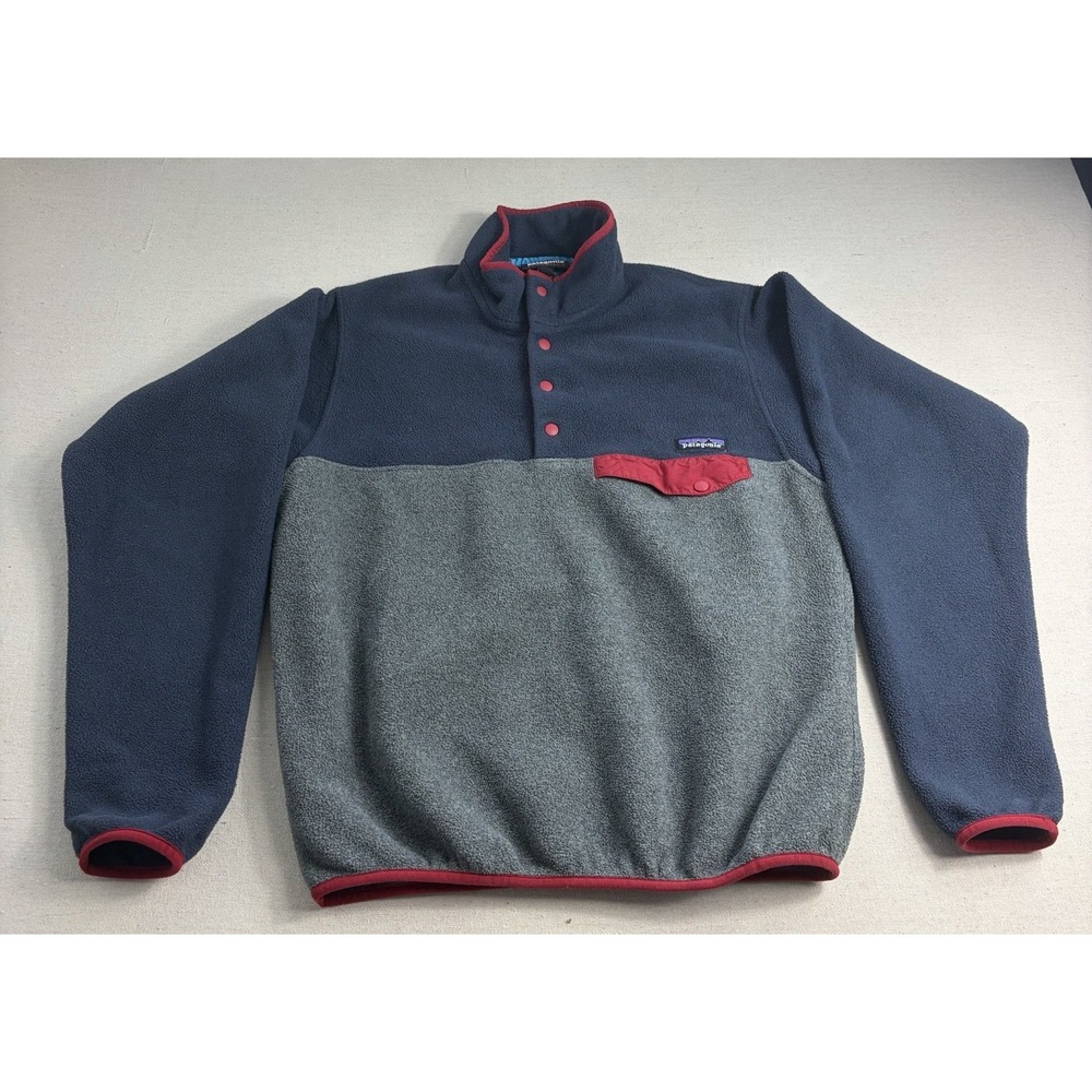 Patagonia Synchilla Pullover Men's Small Blue Gray Colorblock Fleece (e8)